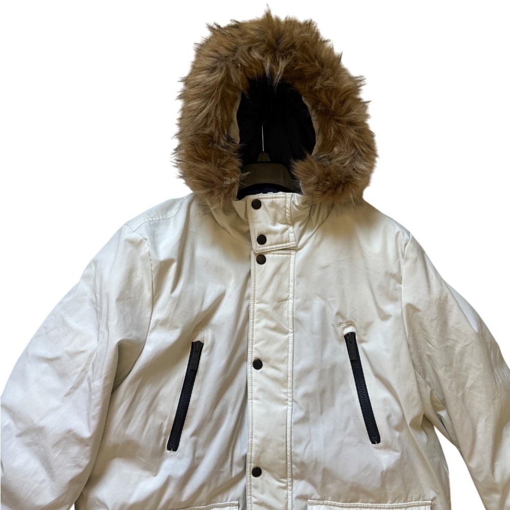 Men's White Winter Puffer Parka Snow Jacket Faux Fur Hood Outdoor Ultra Loft XL - Picture 3 of 12